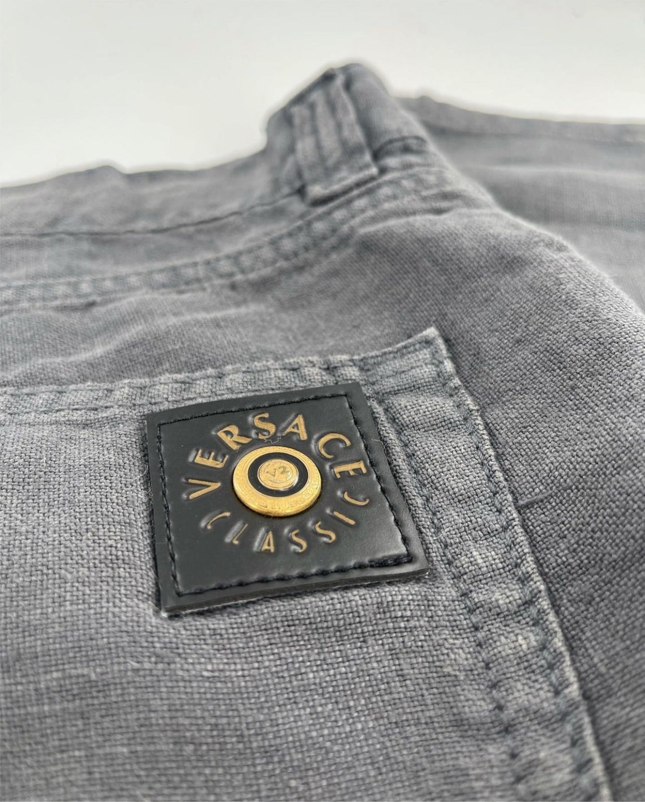 Versace 100% Linen Grey Straight Legs (Sz 40)