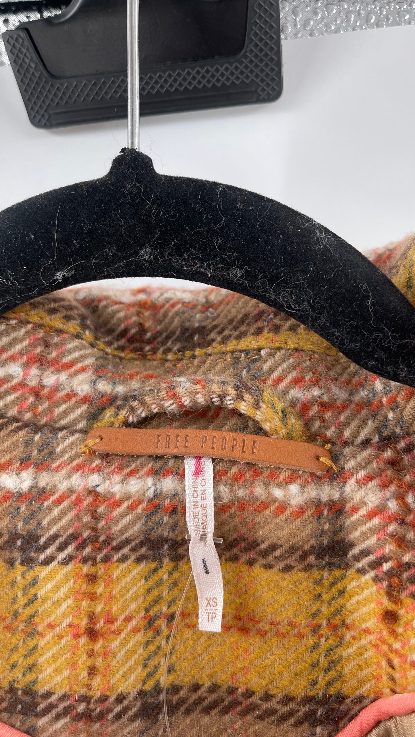 Free People Mustard  Plaid Coat - Size XS