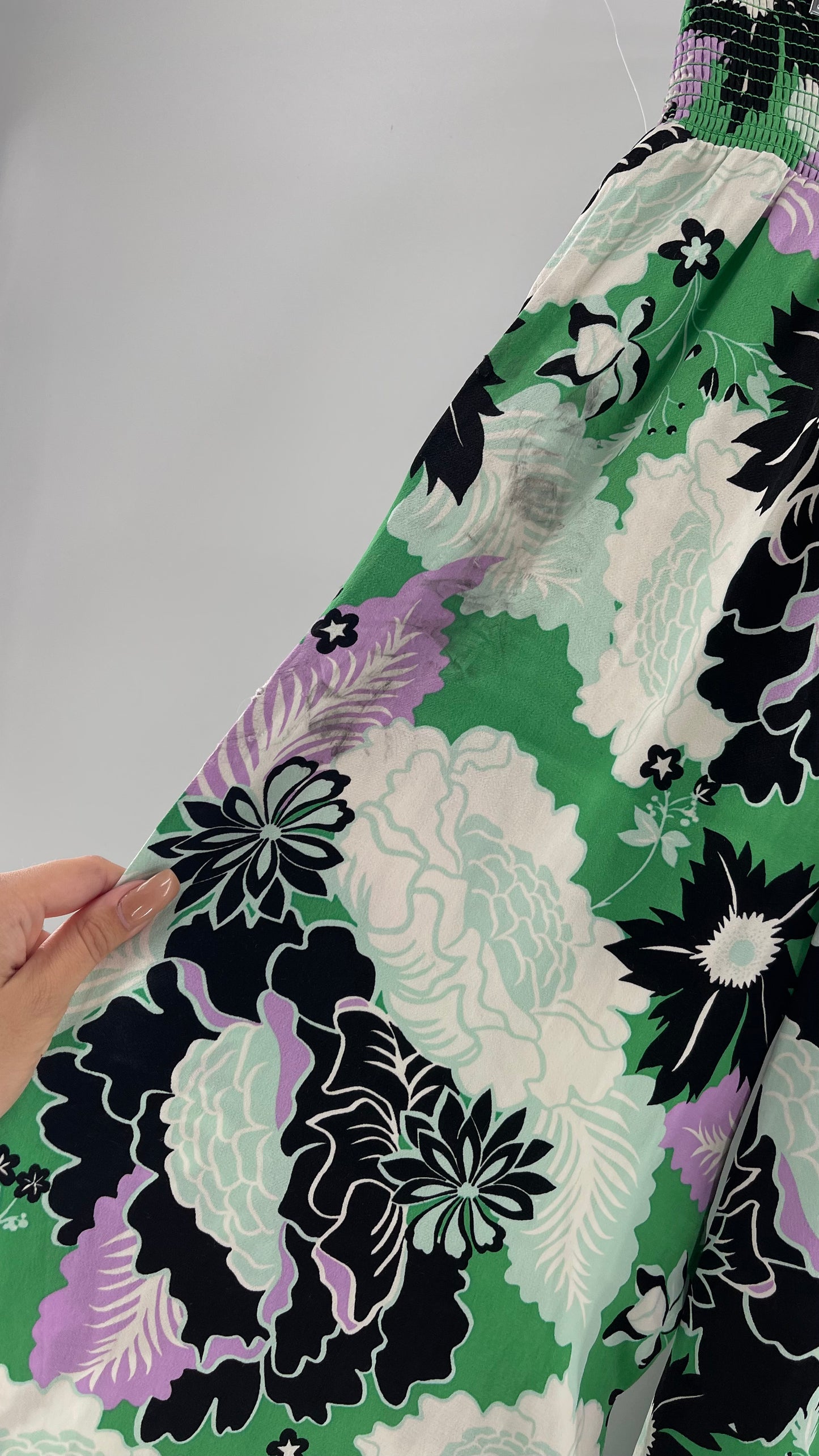 Maeve Anthropologie Kelly Green Floral Wide Legs (XS)