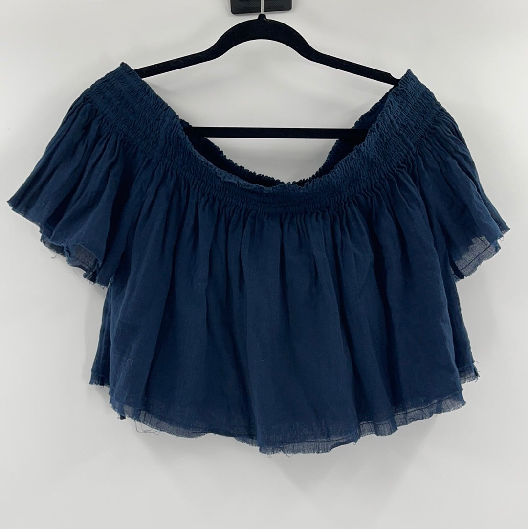 Free People Navy Blue Off the Shoulder (L)