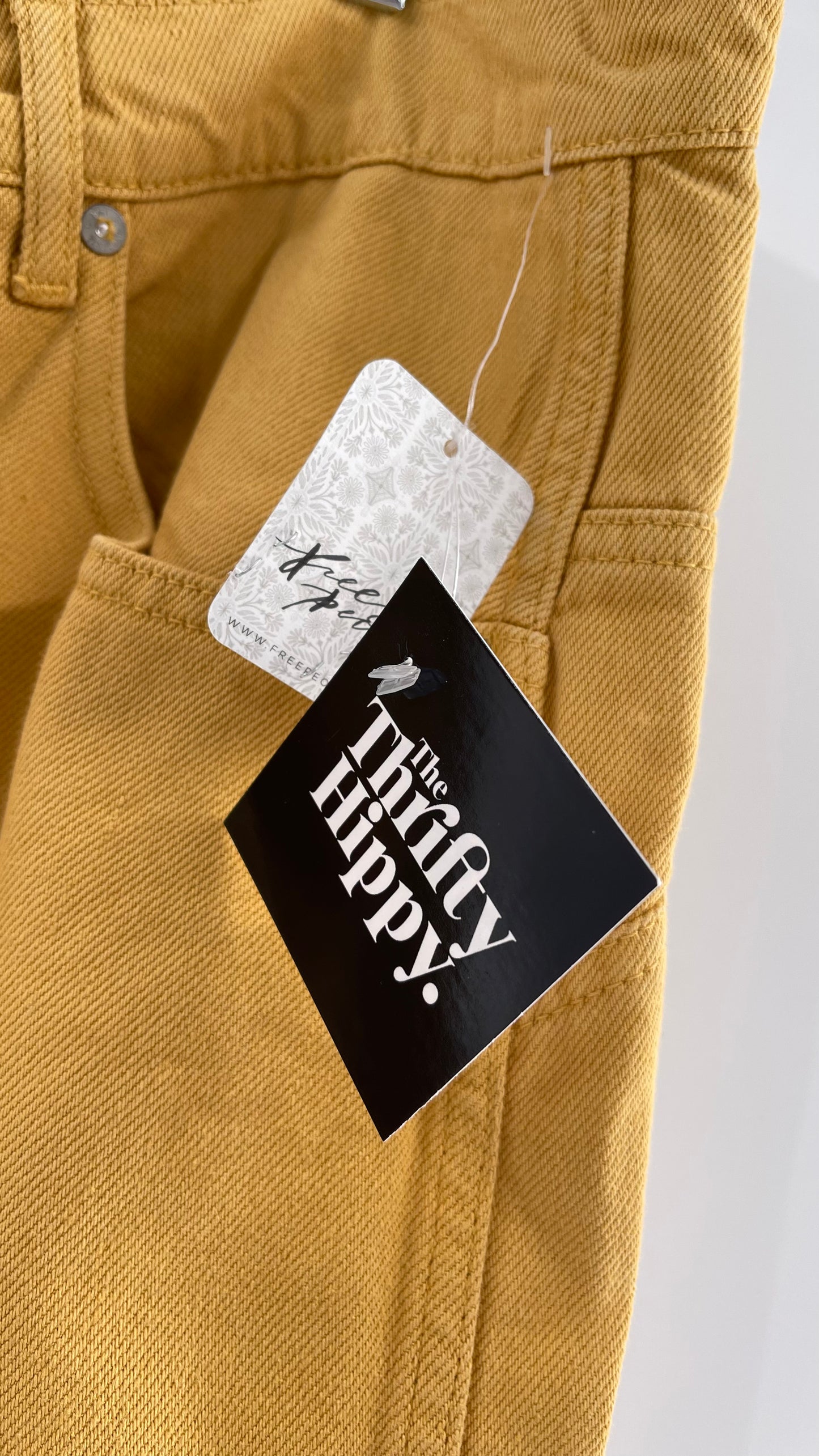 BOYISH Free People Mustard Yellow Straight Leg Jeans (32)
