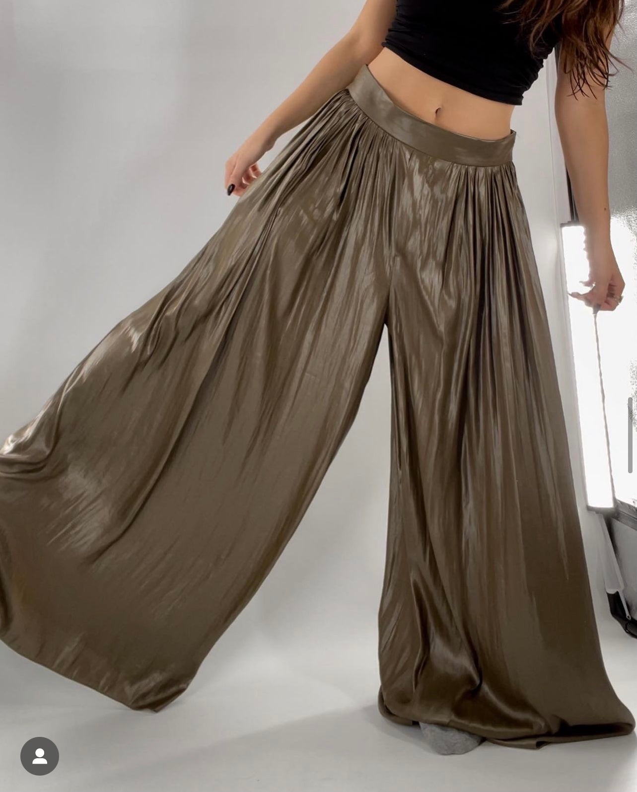 ZARA molten metal wide leg pantalons (XL)