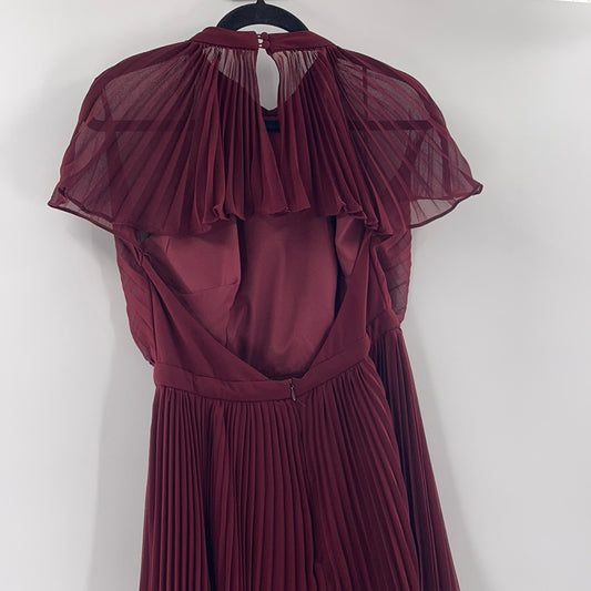 Anthropologie Keepsake Burgundy Cape Detail Mini Dress (Large)