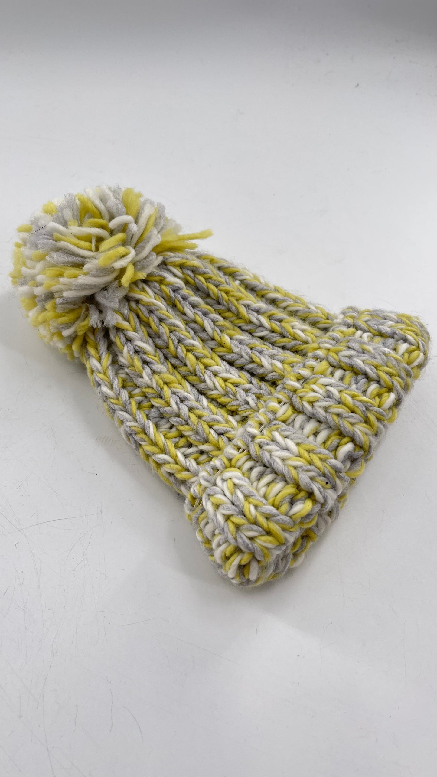 Free People Knit Yellow/Grey/White Beanie