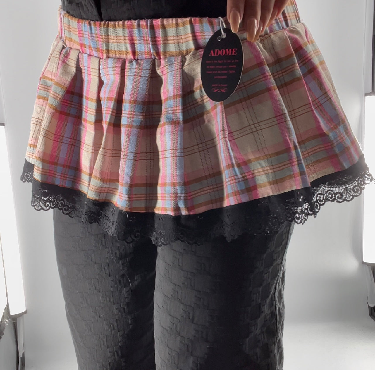 Plaid Schoolgirl micro mini skirt (L)