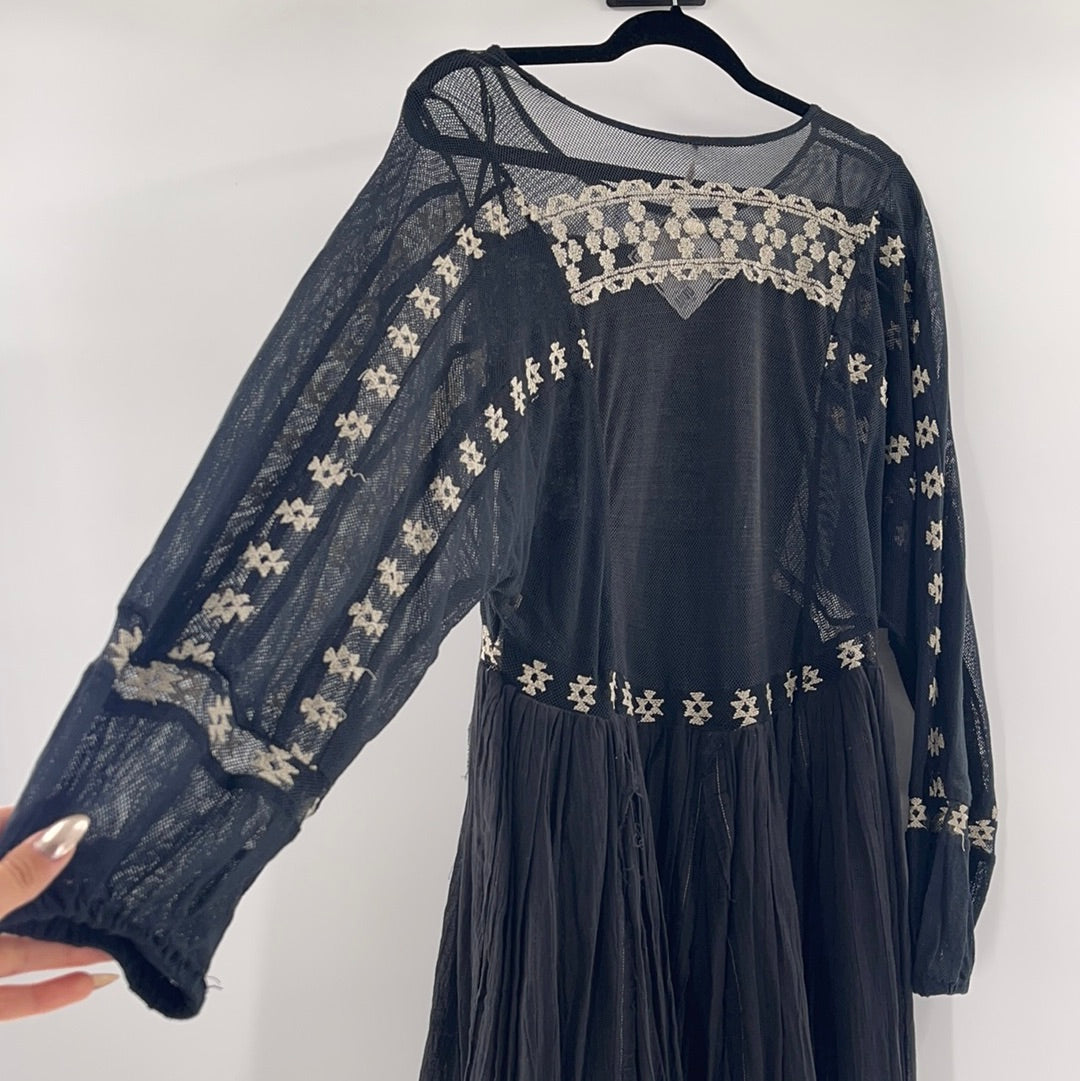 Free People Mesh Embroidered Dress (XS)