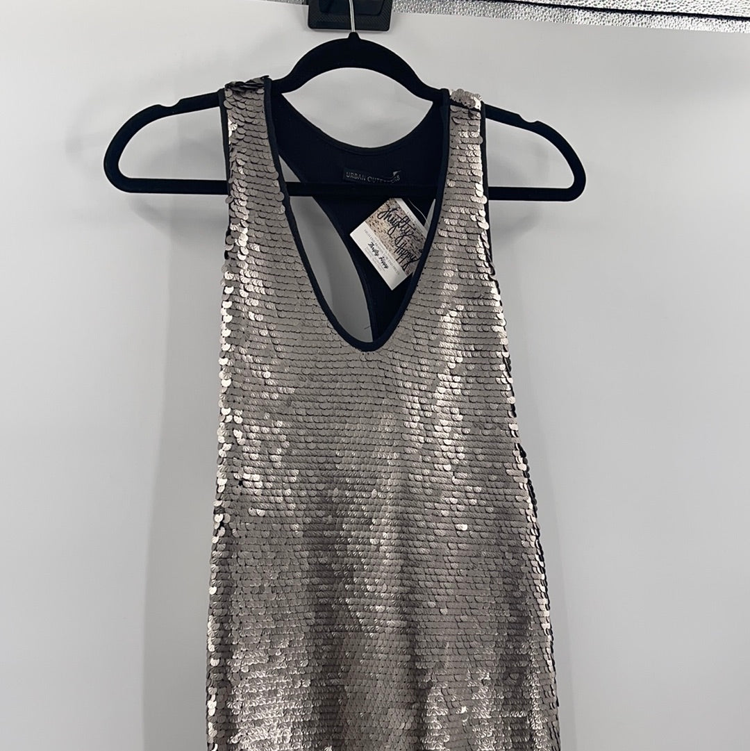 Urban Outfitters - Sleeveless Sequin Silver Midi Dress (Size XS/S)