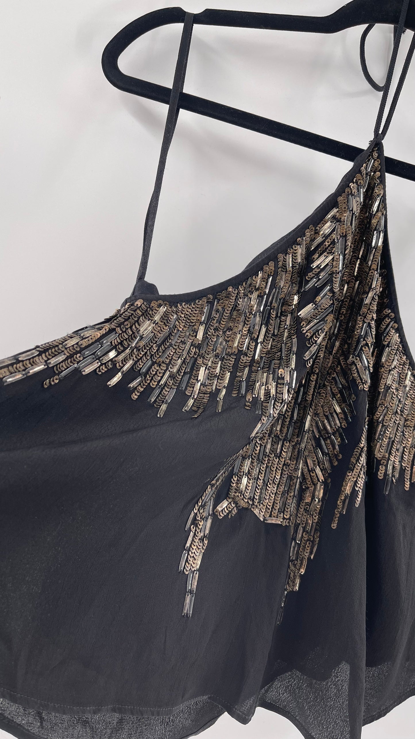 Free People Black Beaded Halter (XS)