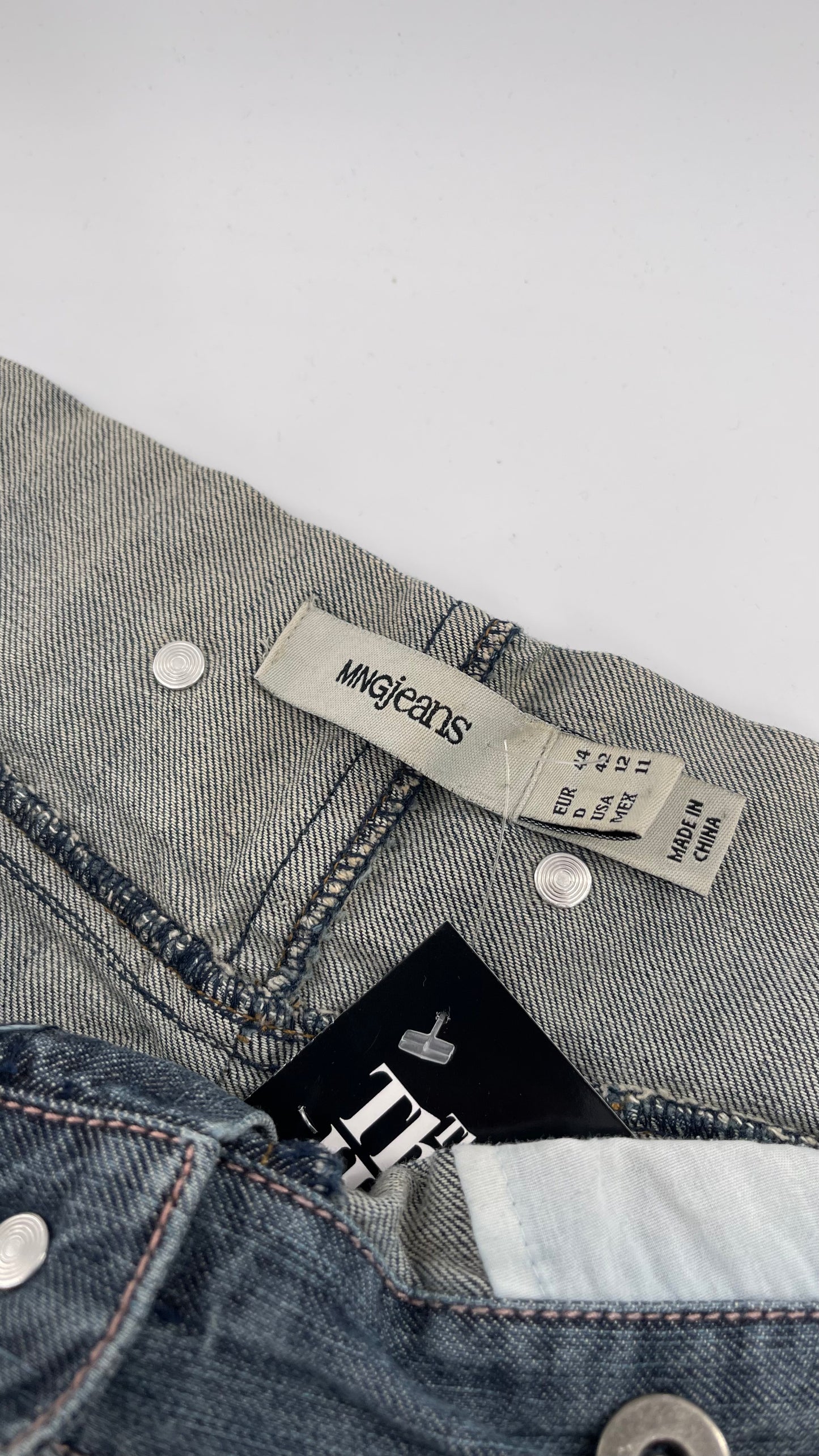 Vintage MNGjeans Pleated Bow Front Denim Skirt (12)