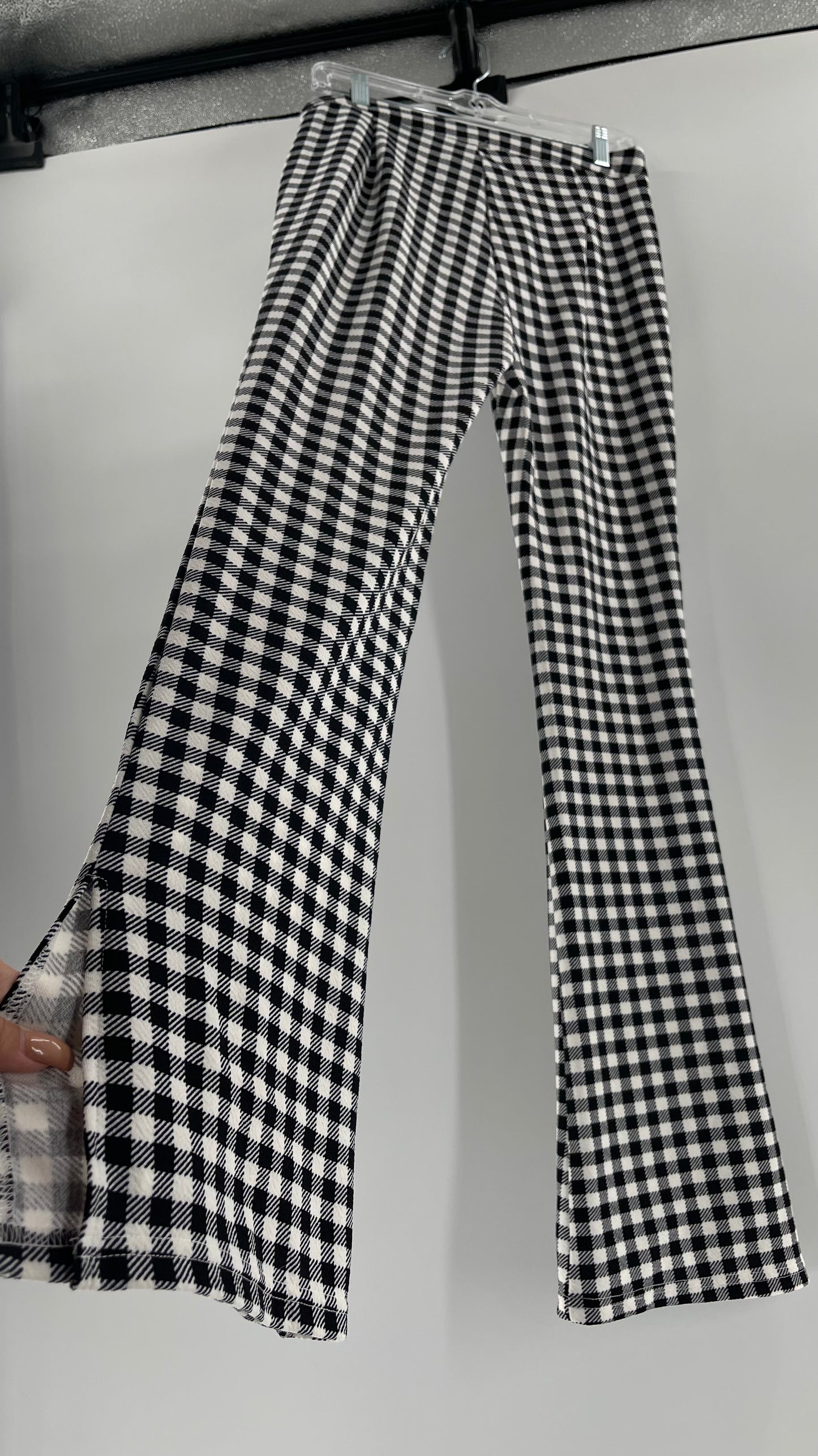 High Waisted Checkerboard Flare Pants (Small)