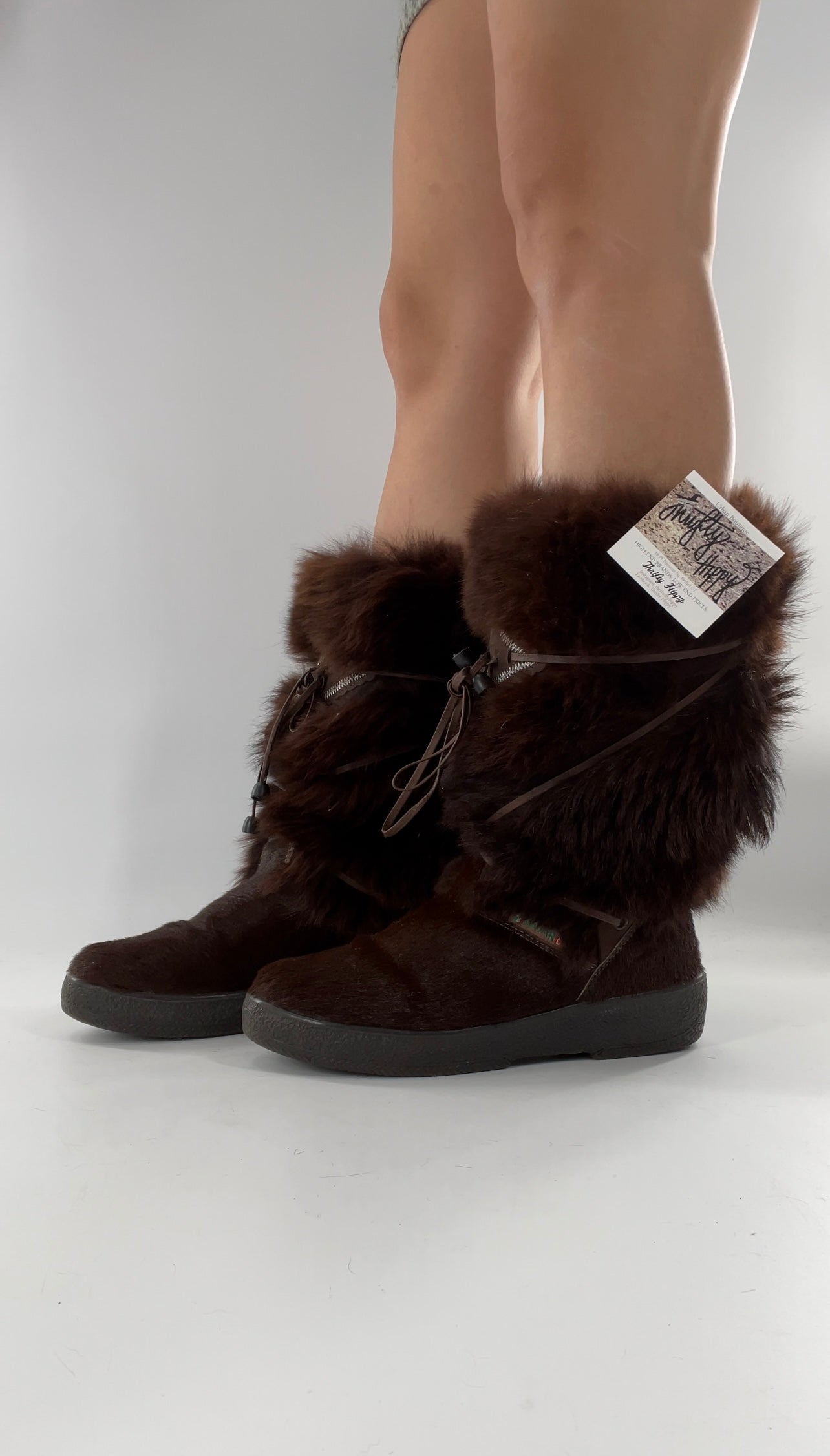 Pajar Vintage Brown Fur Boots - Made In Italy - Size 40
