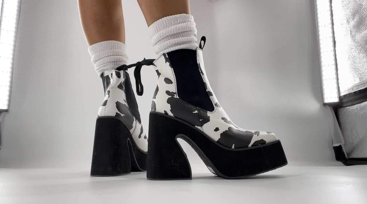 Koi Footwear Chunky Platform Cow Print Boots (7)