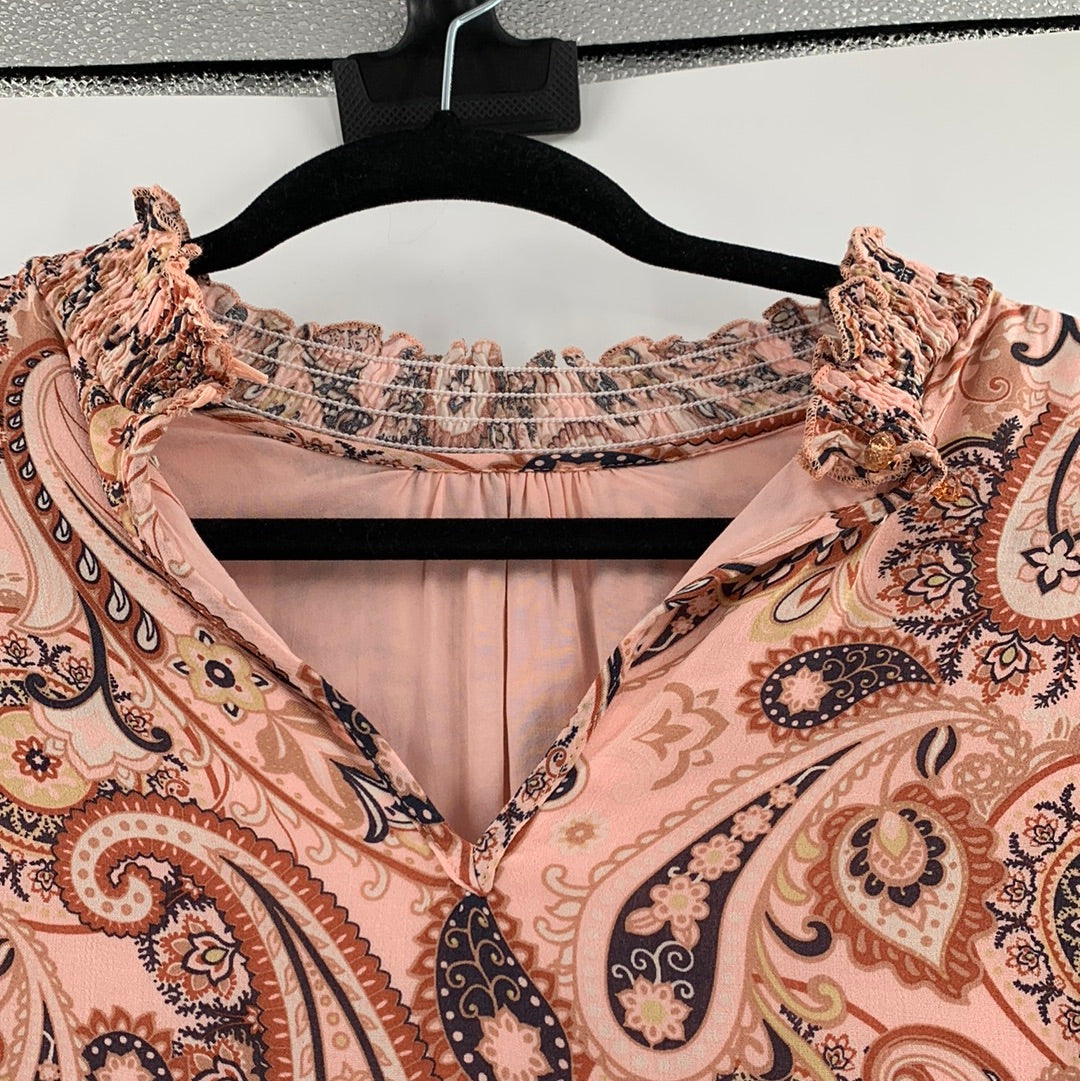 Anthropologie - Balloon Brown Sleeves Pleated Midi Dress (Size Medium)