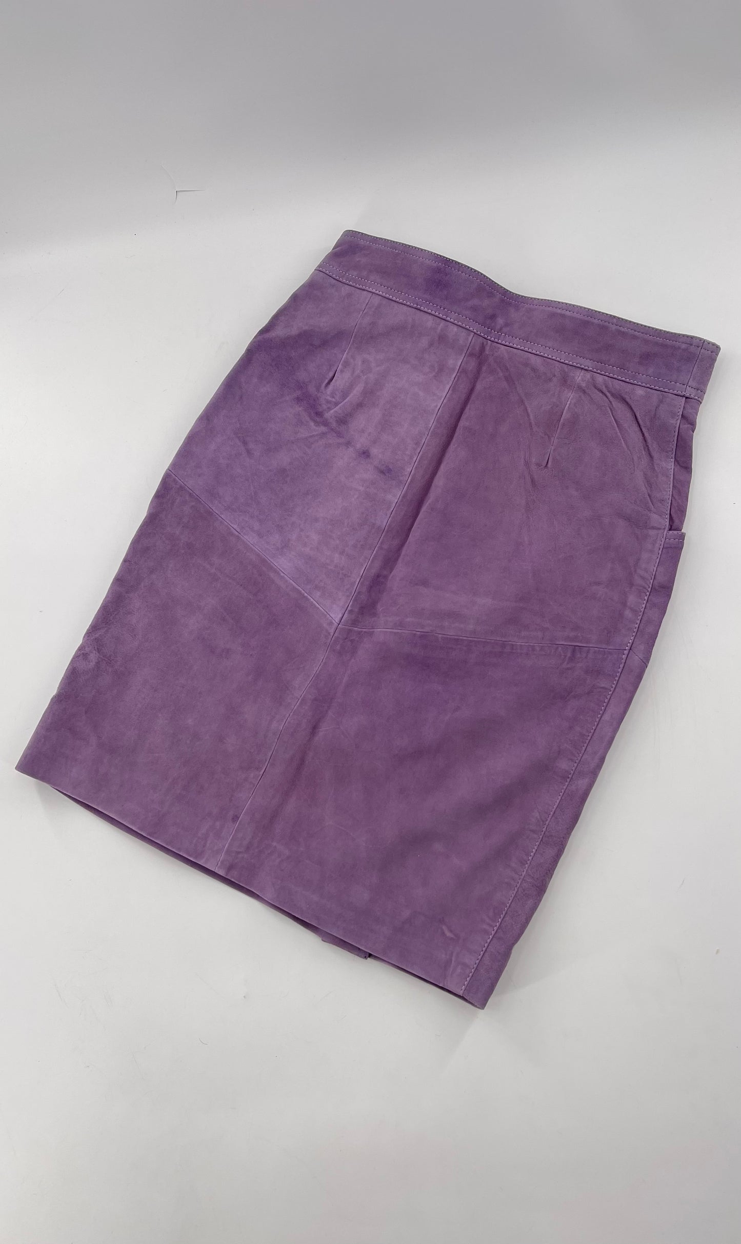 Free People Understated Purple Leather Knee Length Skirt (4)