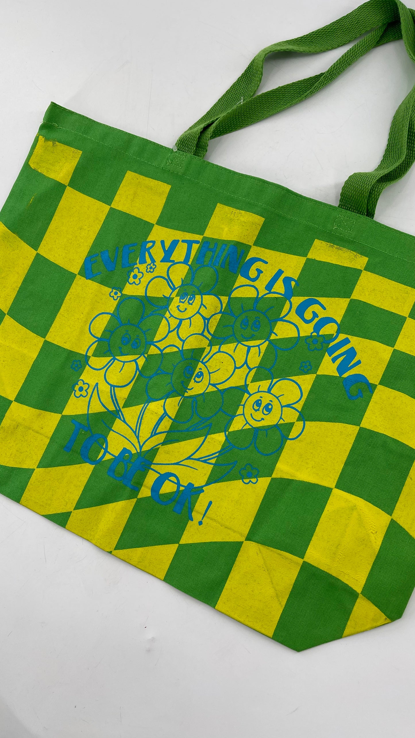 Desert Dreamer Urban Outfitters Checkered Green Canvas Tote