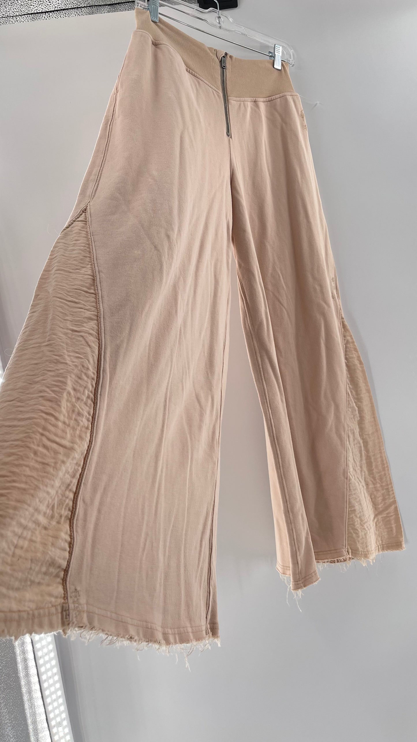 Free People Movement Muted Pink High Waisted Jersey Flare Legs (Small)