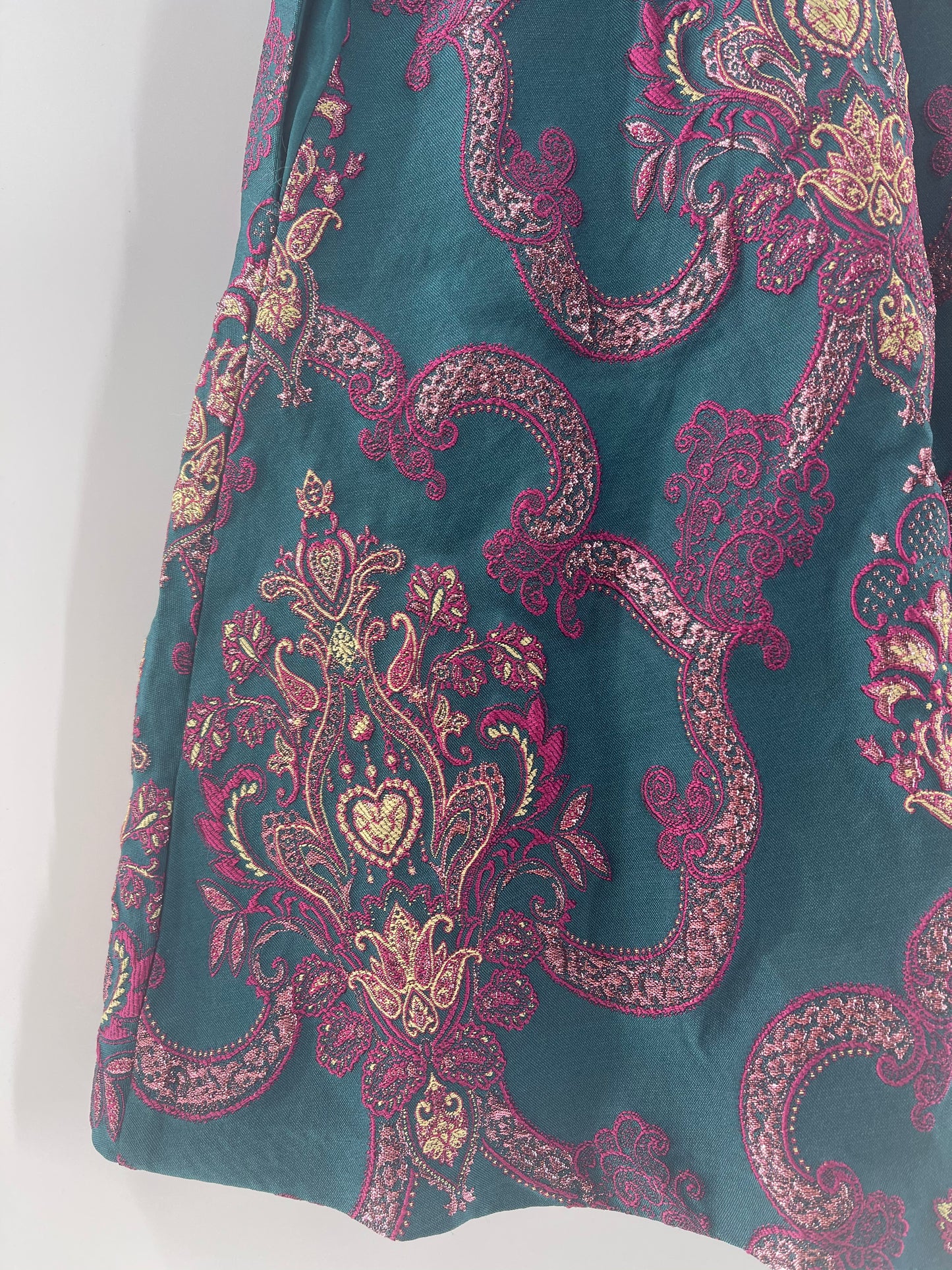 BHLDN Anthropologie - Green Brocade Mini Dress (8)