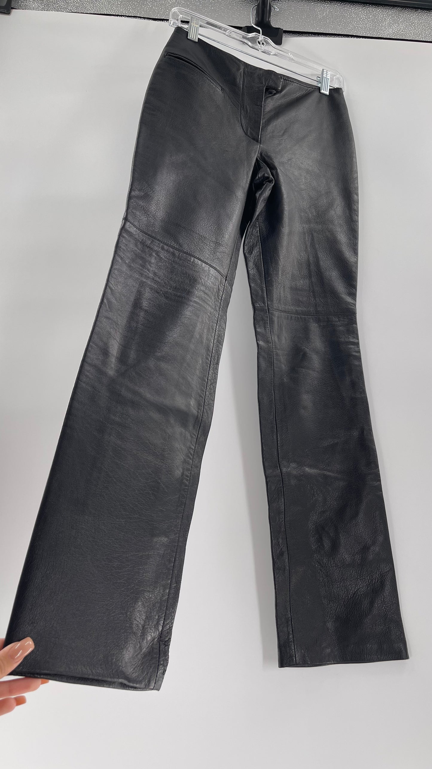 Vintage Márcia Italian Lamb Leather Kick Flare Trouser Pants (00)