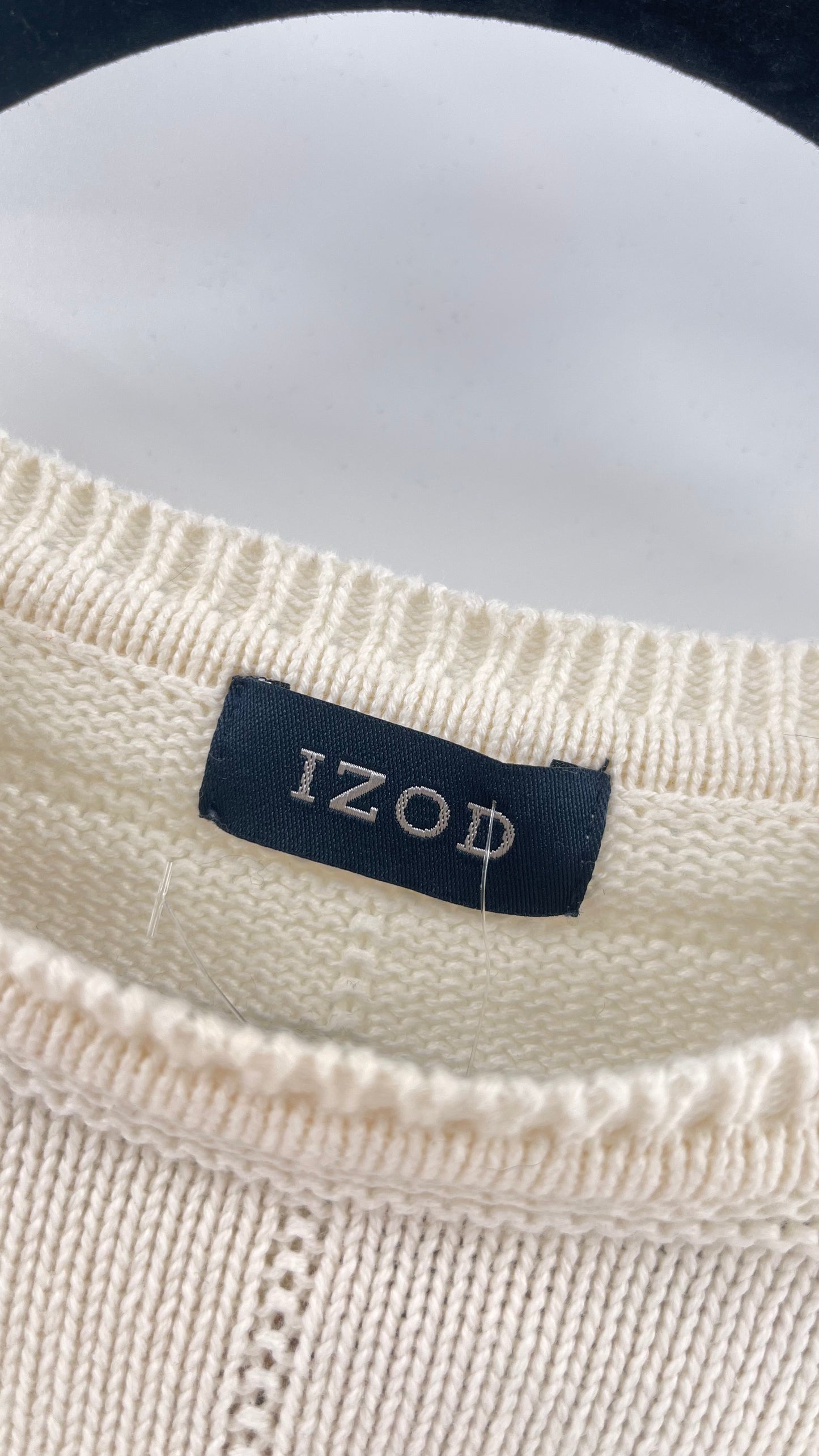 Vintage IZOD Cream Square Stitch Sweater (XL)