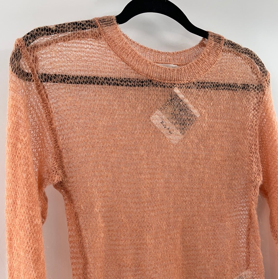 Urban Outfitters Sheer Cropped Peach Sweater (Size XS)