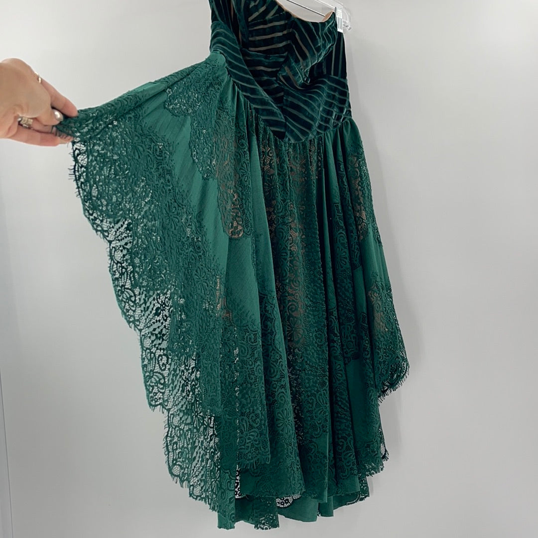 Free People Velvet + Lace Emerald Dress (0)