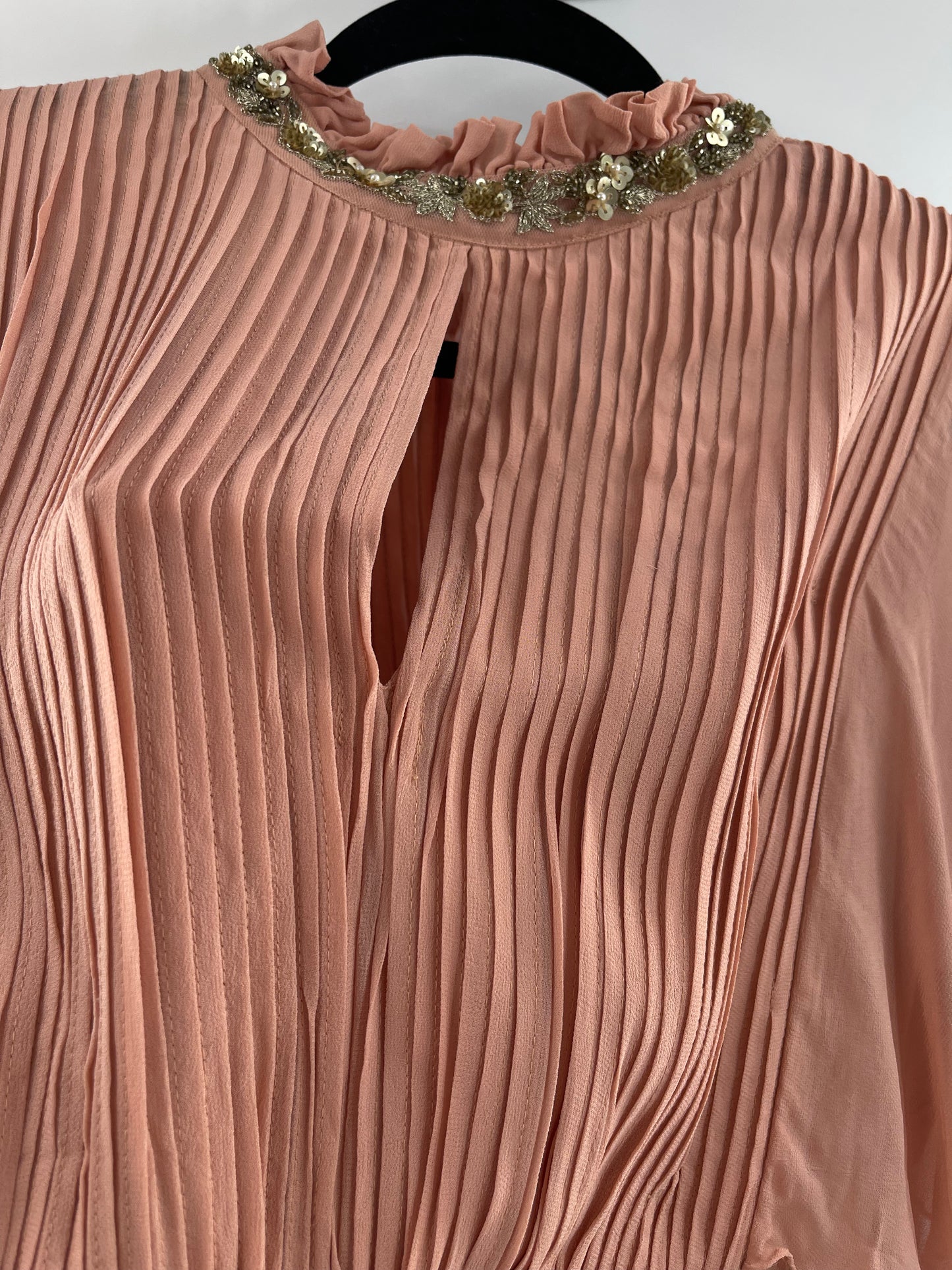 Varun Bahl Dusty Pink Pleated + Embellished Top (Small)