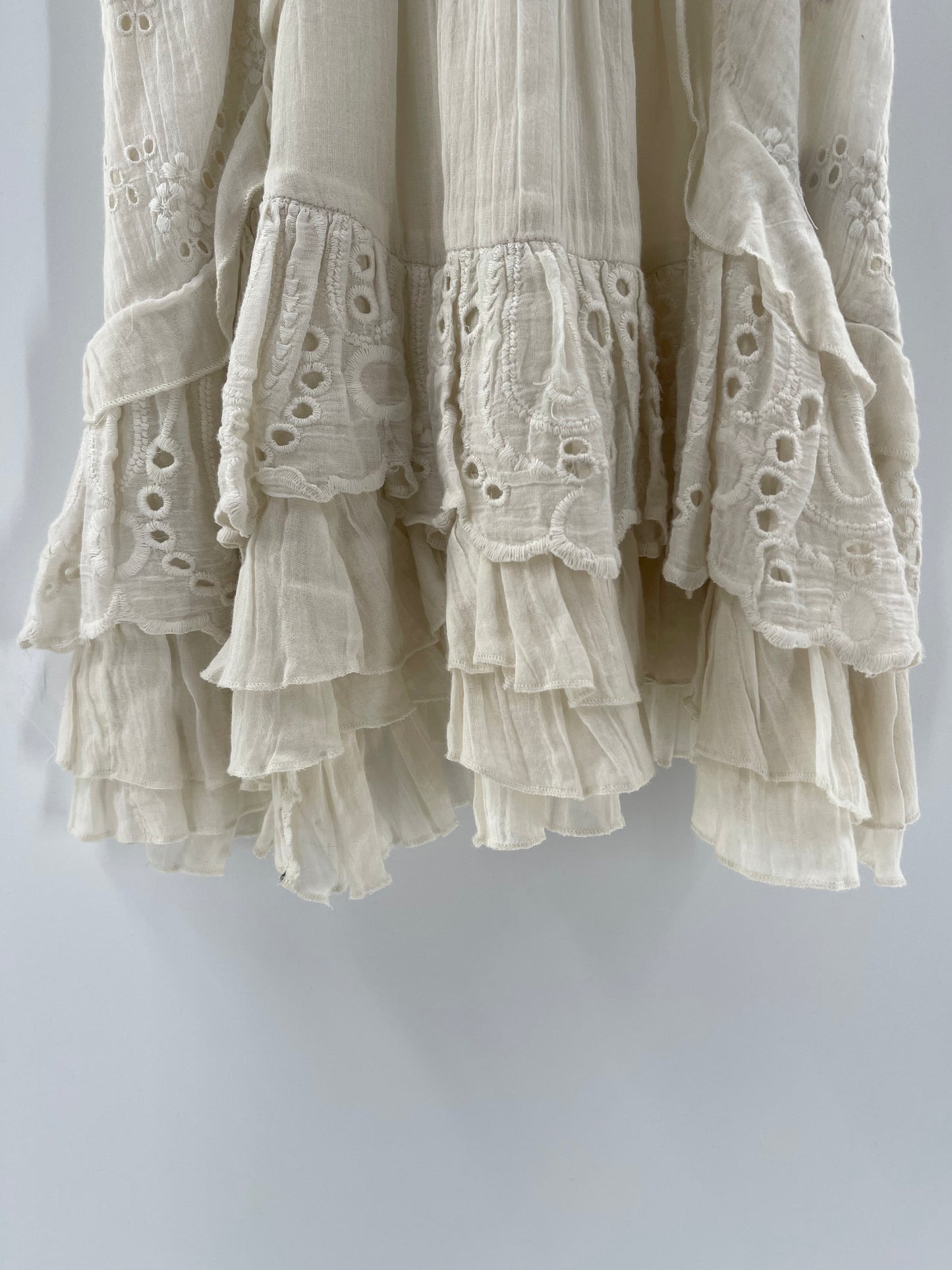 Urban Outfitters Cream Ruffled Mini Dress (SzS)