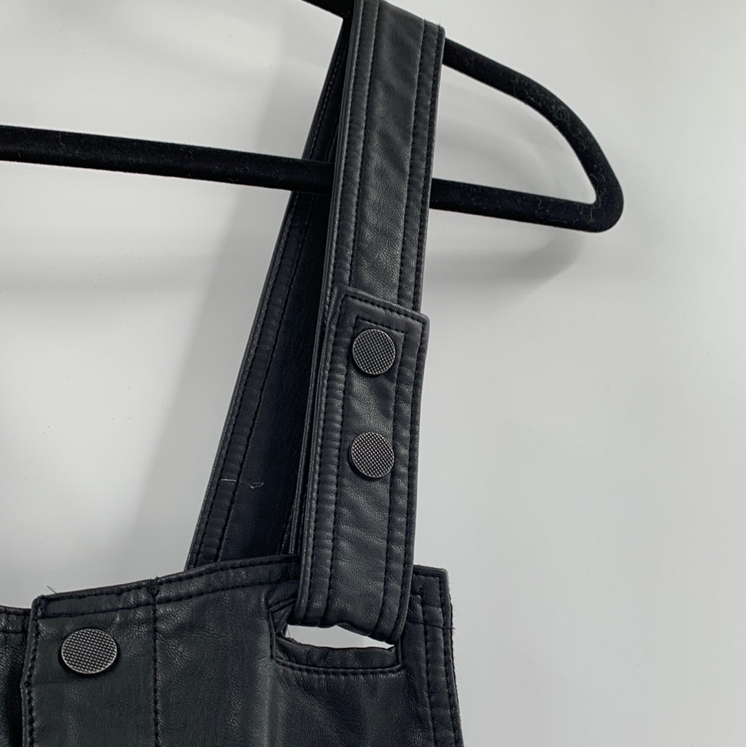 Free People Vegan Black Leather Front Buttons Side Knife Pockets (Size XS)