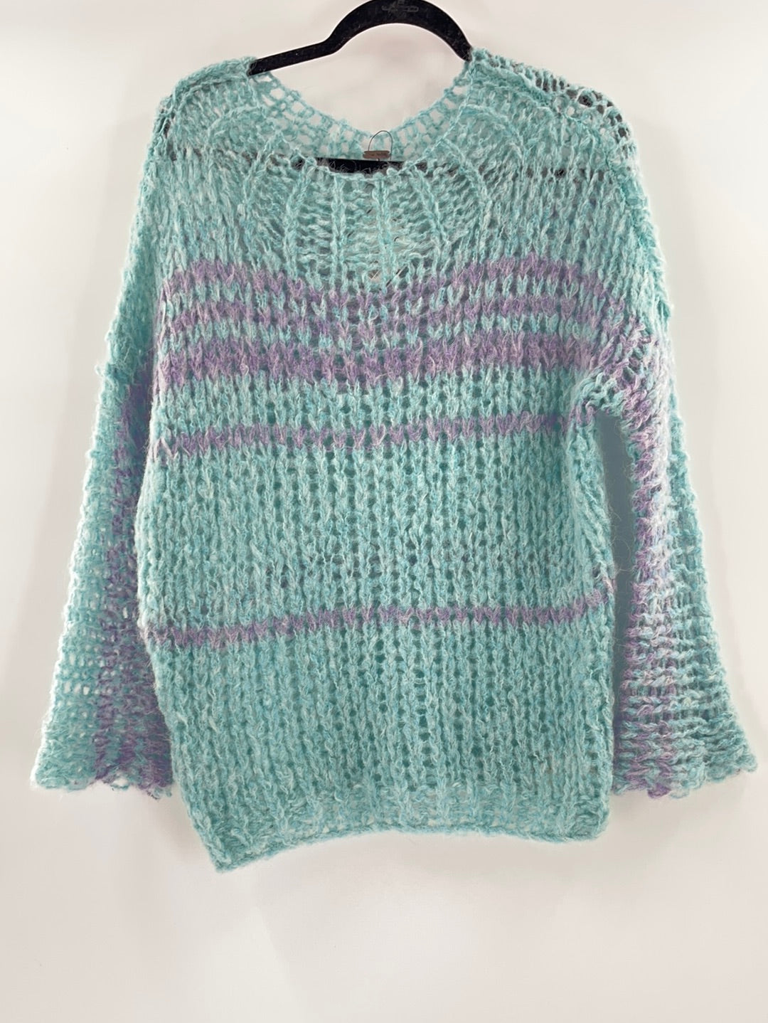 Free People Sheer Knit Bell Sleeves Light Purple and Lilac (Size XS)