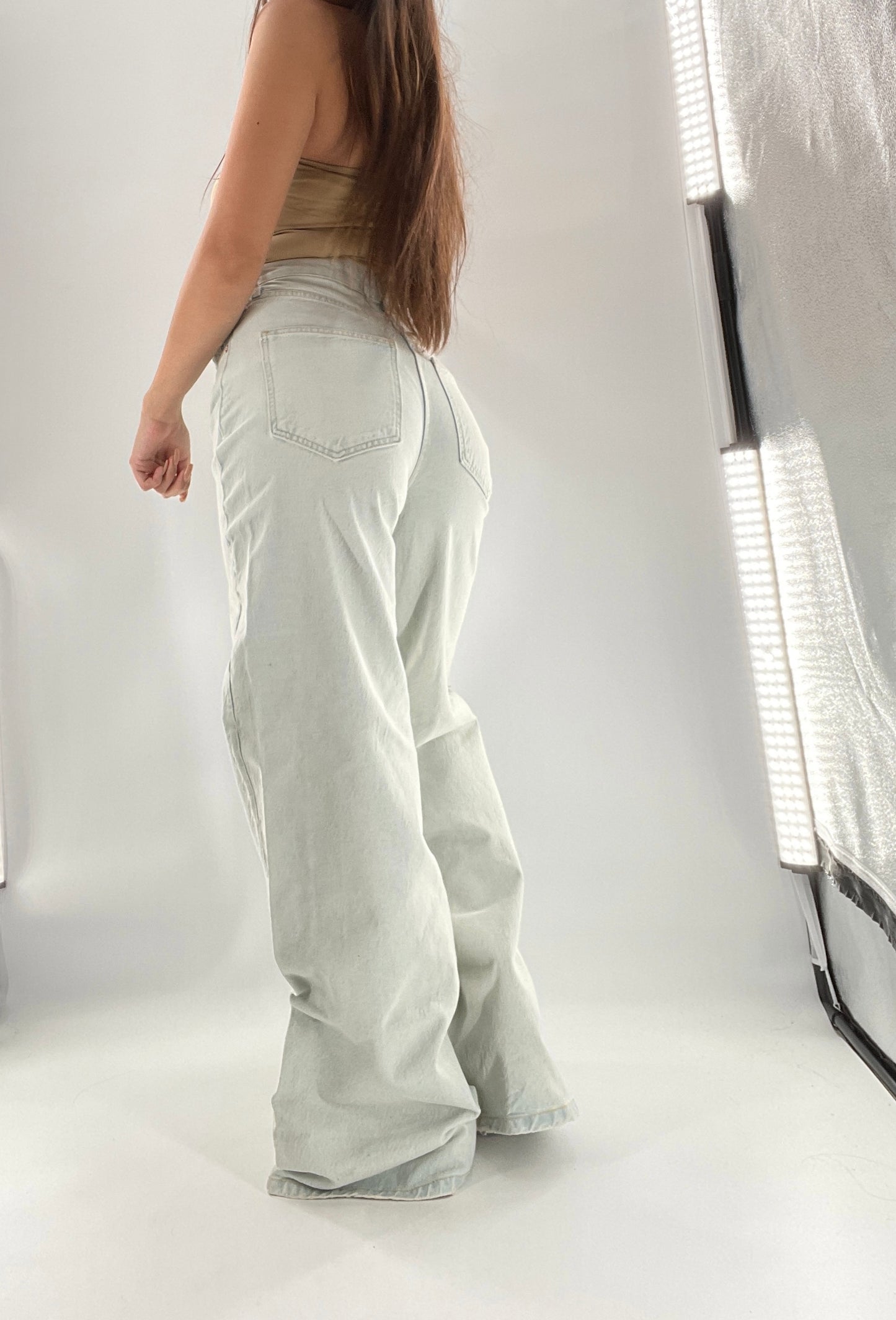 Free People Light Wash High Waist Wide Legs (27)