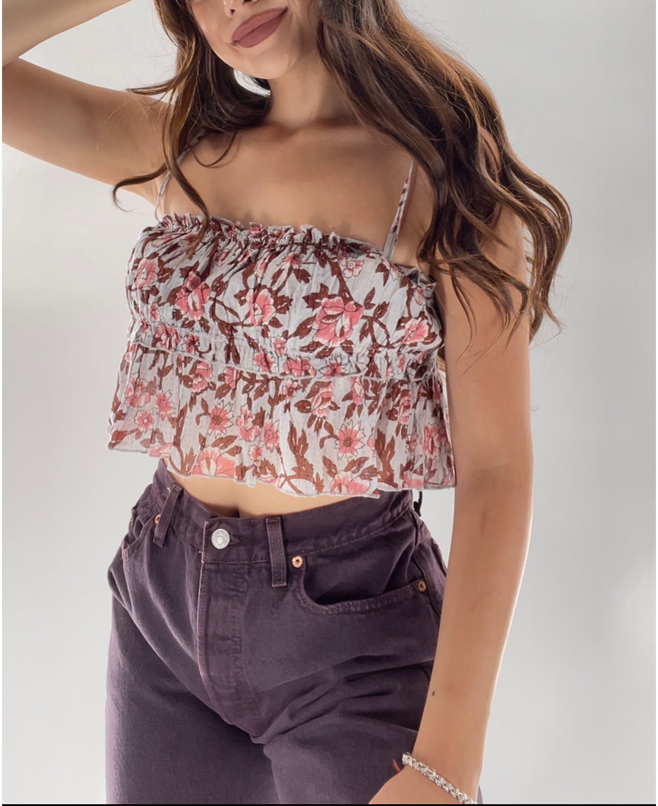 Free People Slate Blue Ruffle Tank (S)