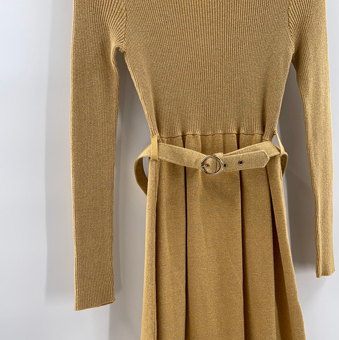 Free People Gold Knit Dress (XS)