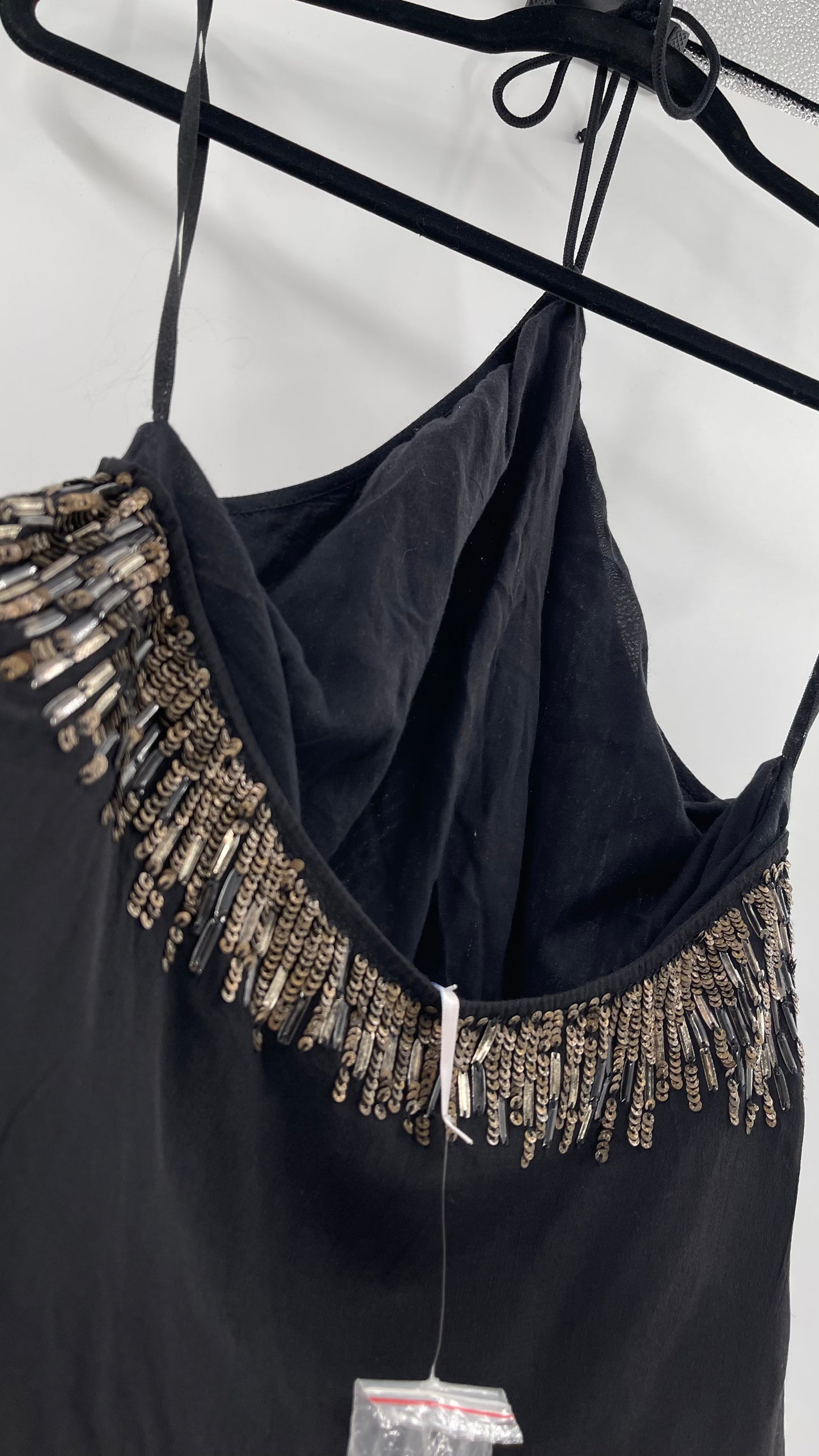 Free People Black Beaded Halter (XS)