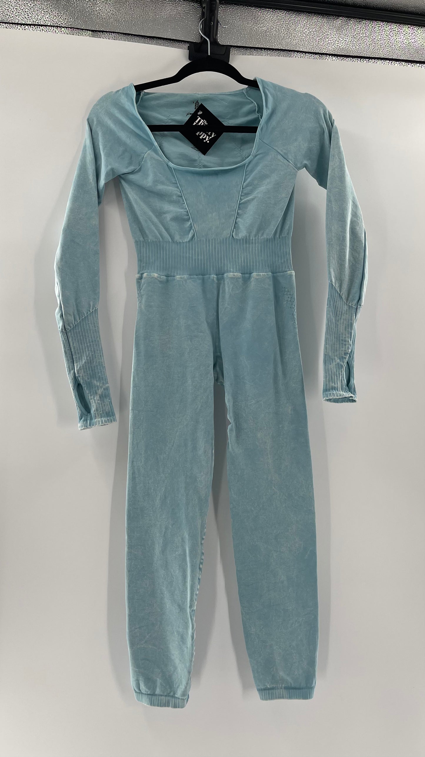 Free People Movement Baby Blue Elastic Good Karma Jumpsuit (M/L)