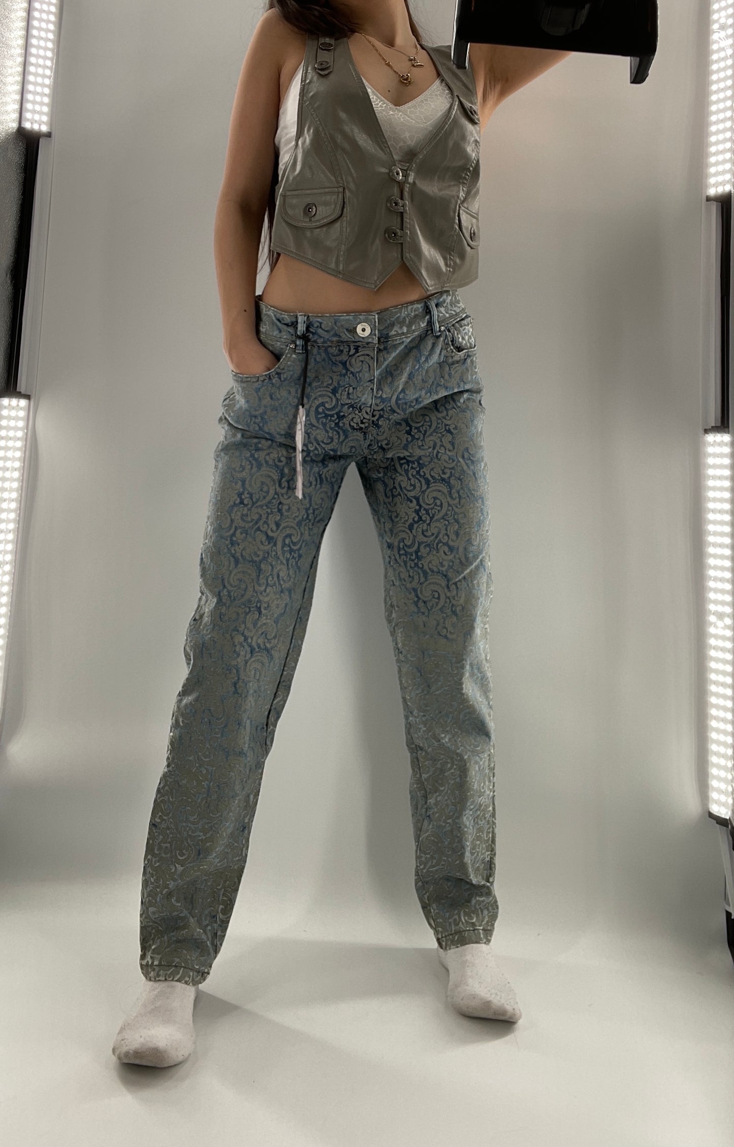 Deadstock Oltre Denim/Grey Brocade Jeans (12)