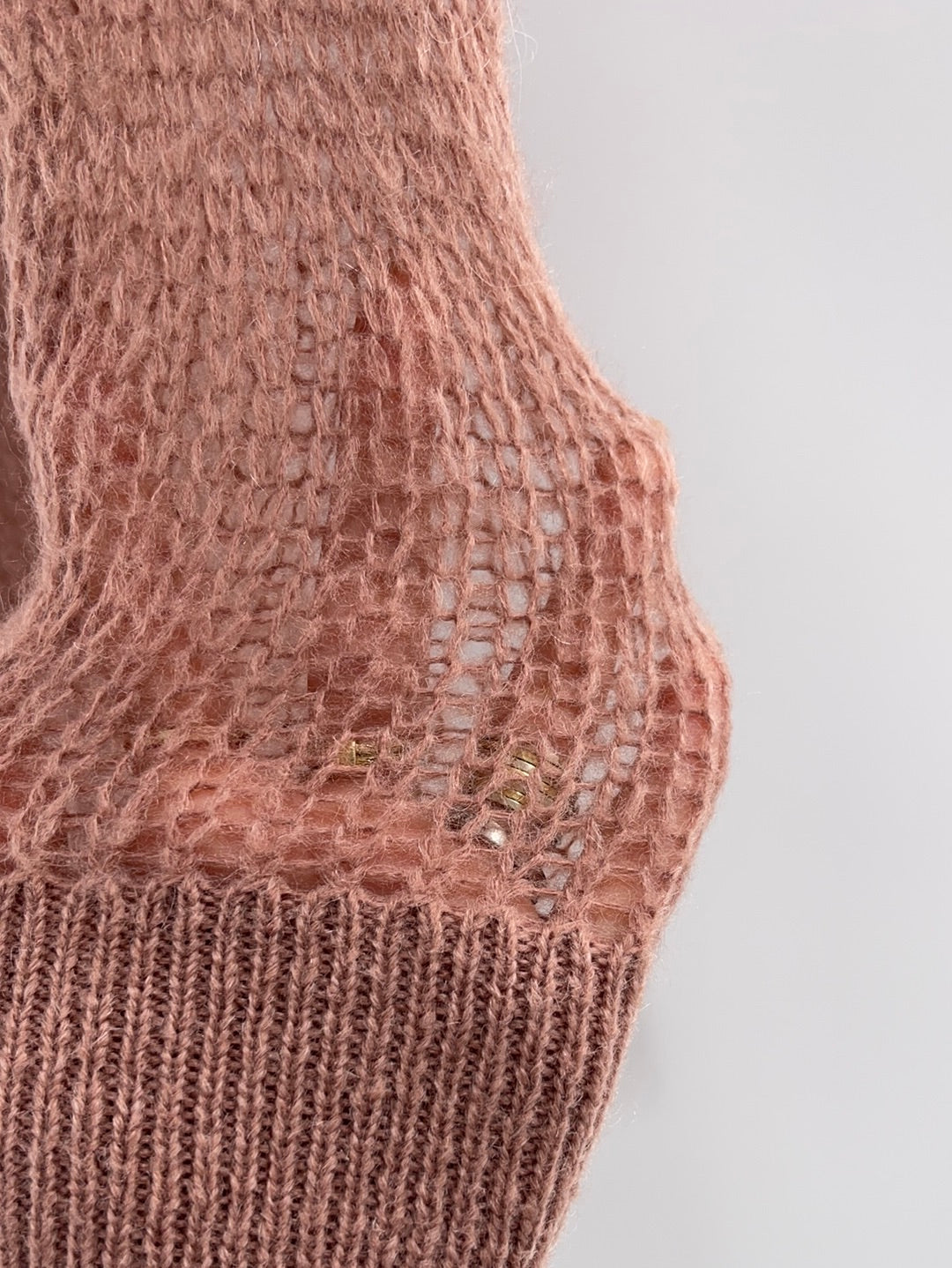 Free People Sheer Knit Off Dusty Pink Sweater (Size XS)