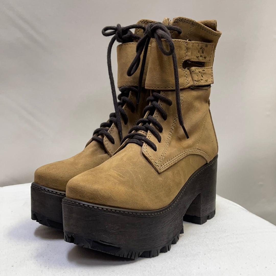 Free People Zip Up Tan Vegan Leather Boots