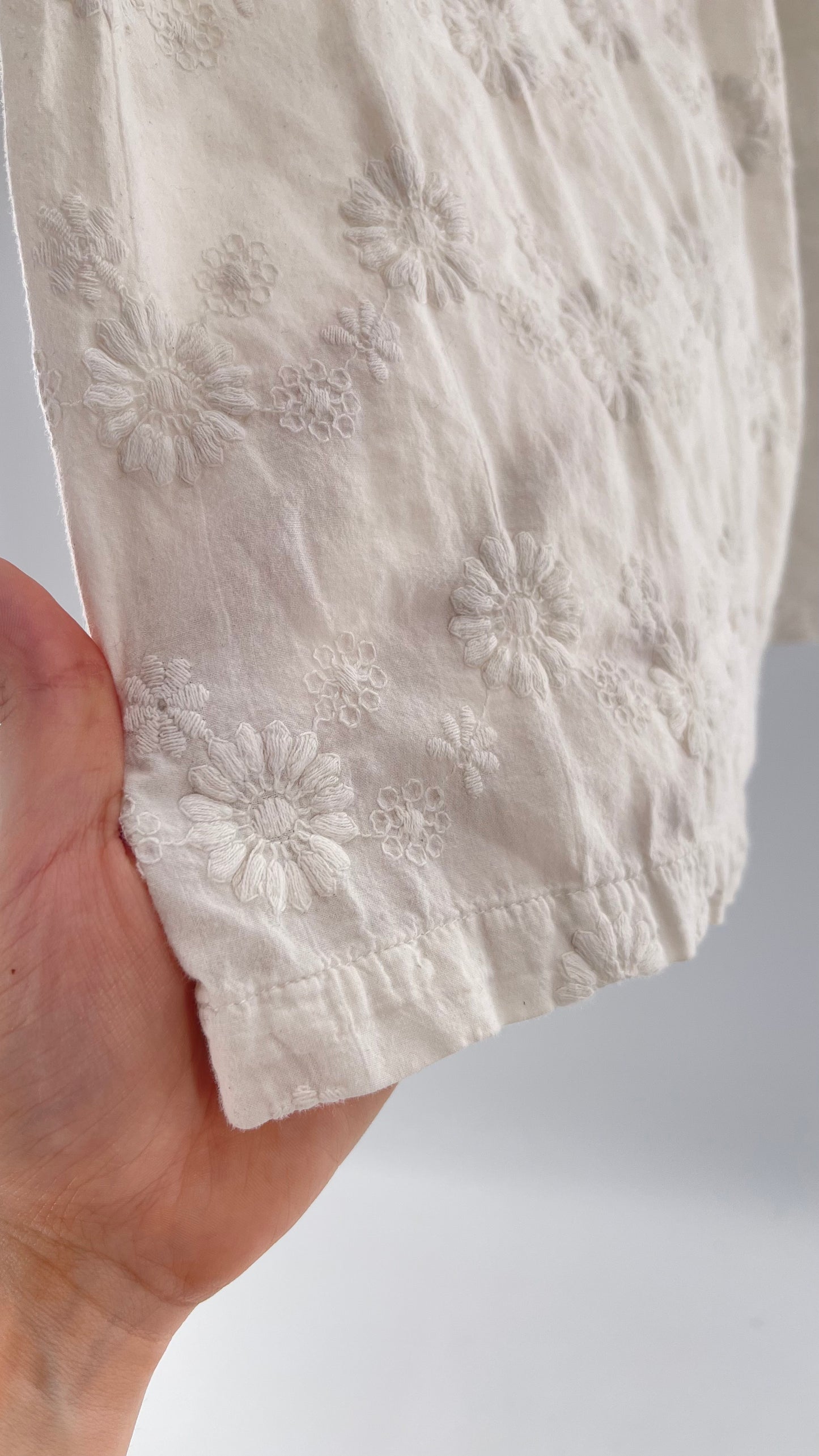 Free People White Sleeveless Embroidered Flower Jumpsuit
