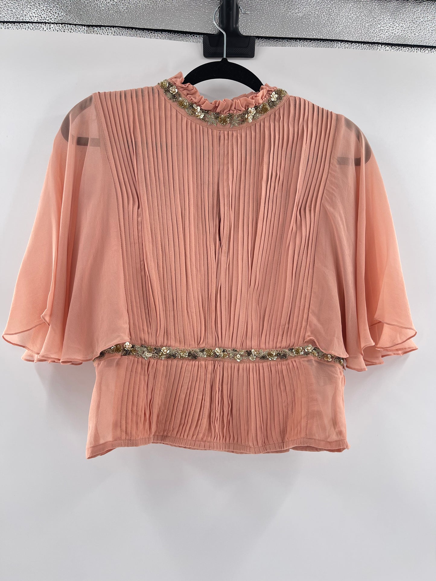 Varun Bahl Dusty Pink Pleated + Embellished Top (Small)