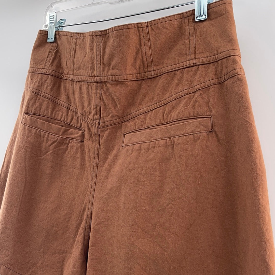 Free People - Brick Multi Button Up Pleated Shorts (Size 8)