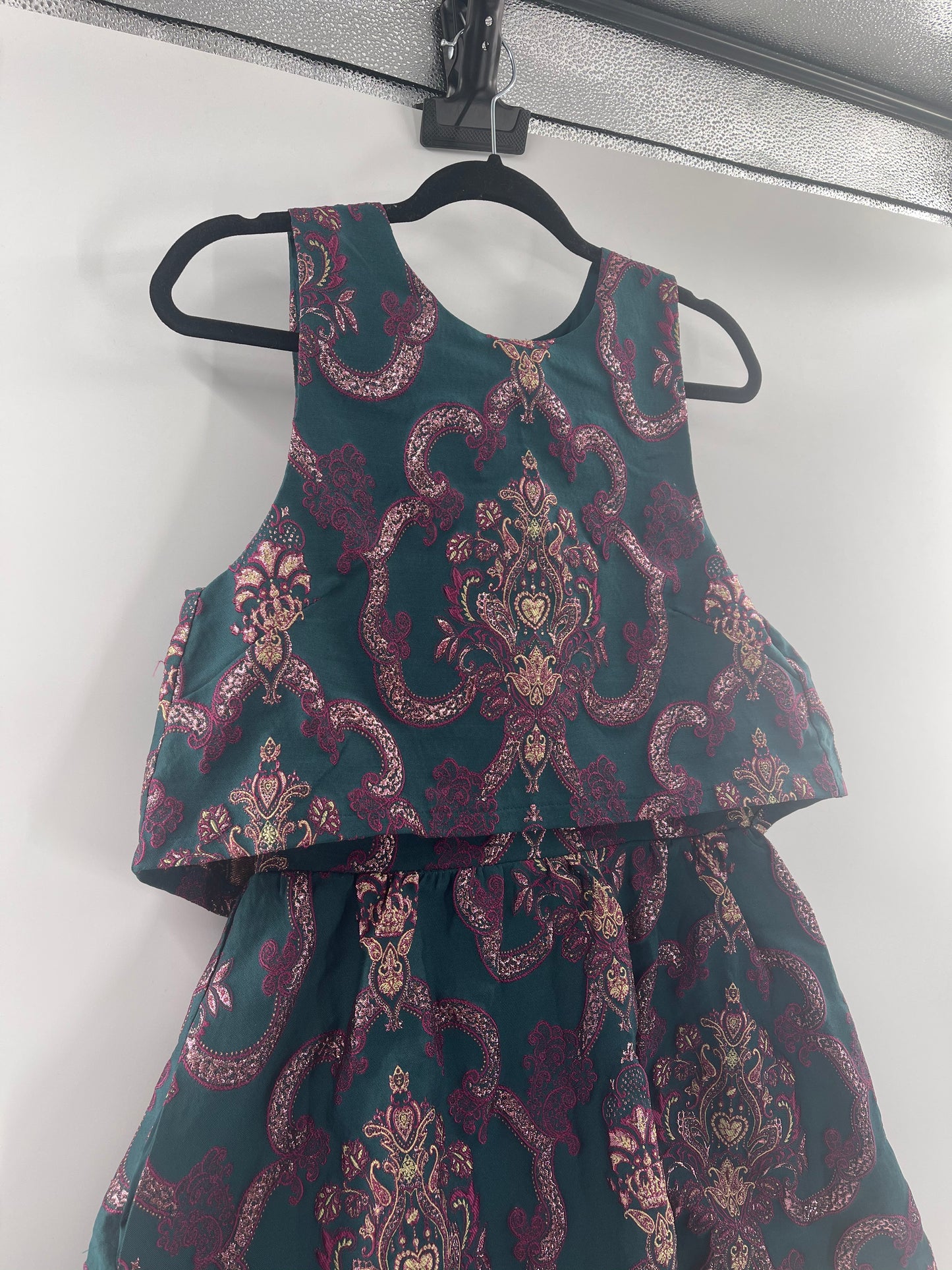 BHLDN Anthropologie - Green Brocade Mini Dress (8)