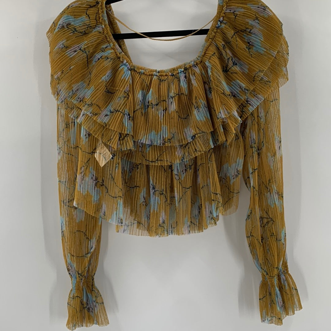 Free People Mustard Mesh Blouse (S)