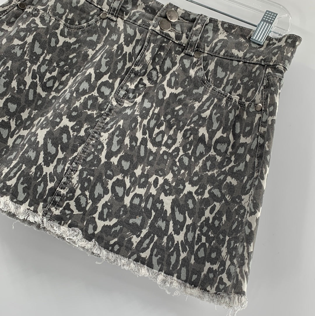Vintage Havana Camo Cheetah Print Denim Mini Skirt (Size 27)