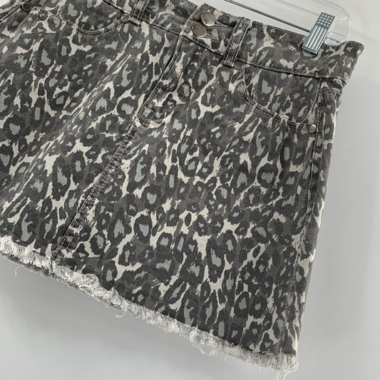Vintage Havana Camo Cheetah Print Denim Mini Skirt (Size 27)