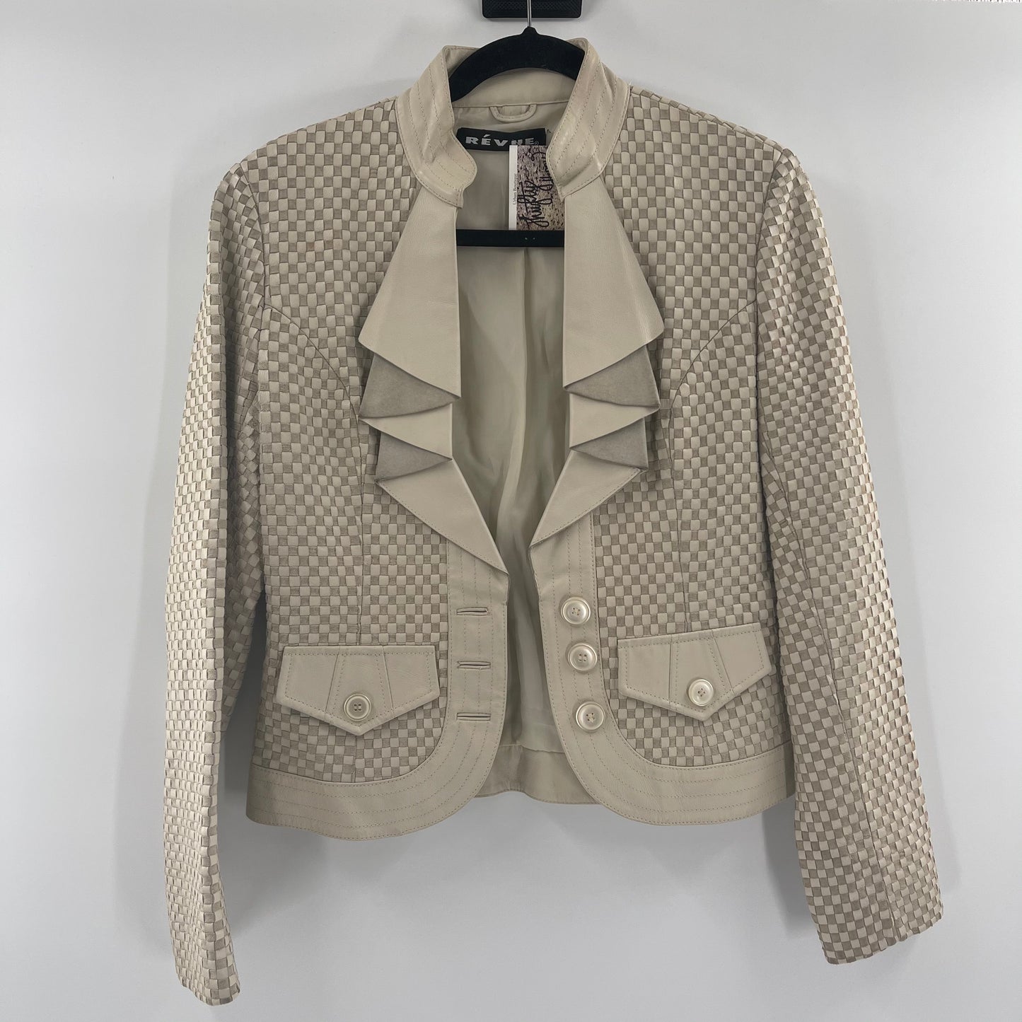 Vintage Revue Leather Checker Patterned Leather Blazer (M)