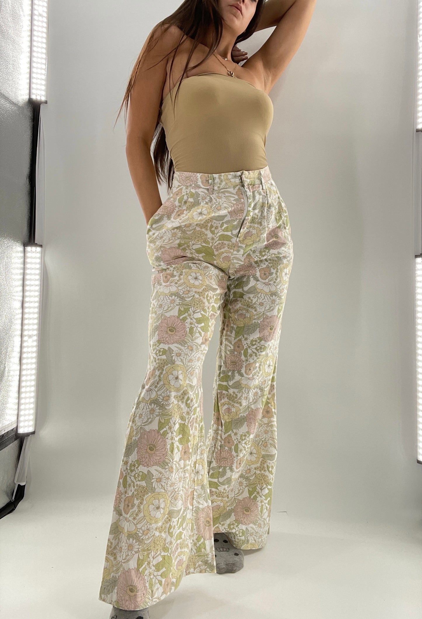 Charlie Holiday Muted Pastels Floral Wide Leg Trouser (6)