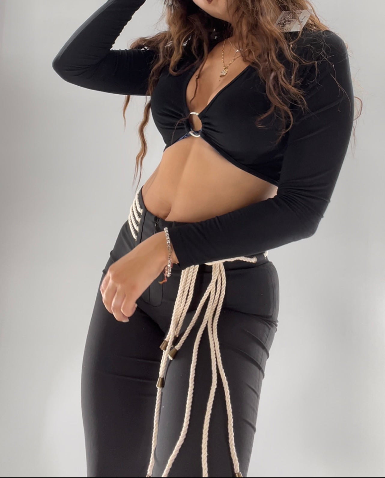 Black Long Sleeve Crop with O-Ring (S)