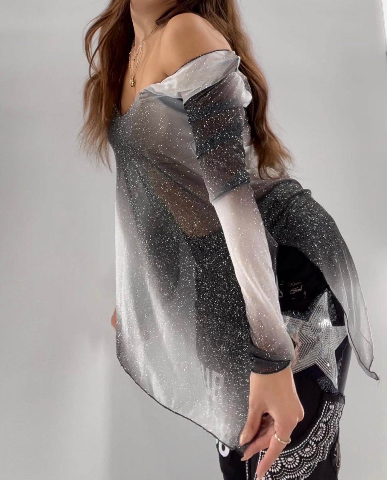 Vintage Sheer Glitter Top (M/L)