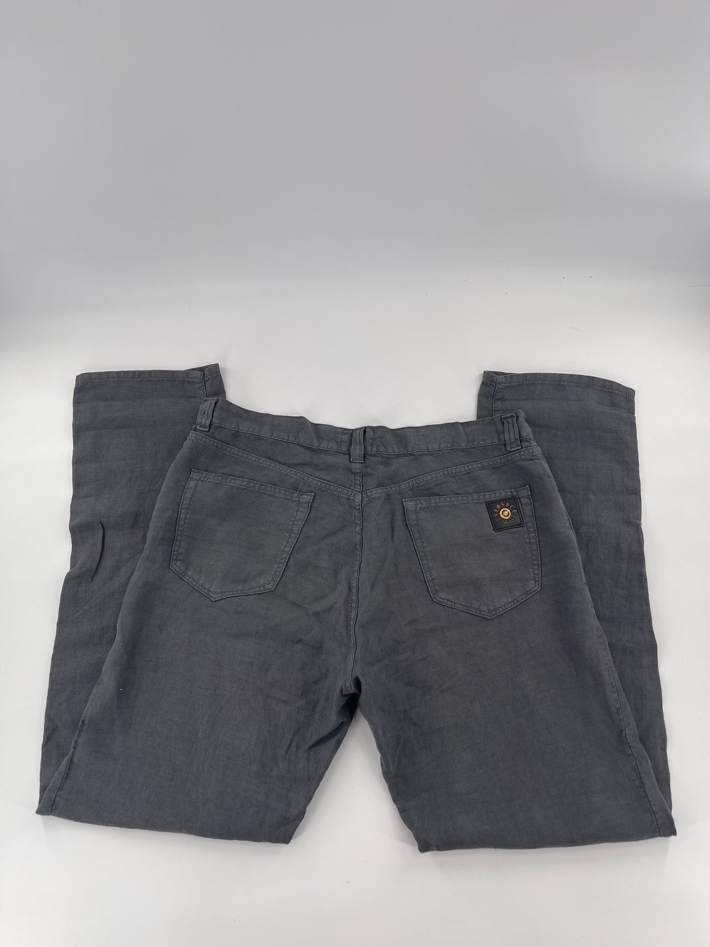 Versace 100% Linen Grey Straight Legs (Sz 40)