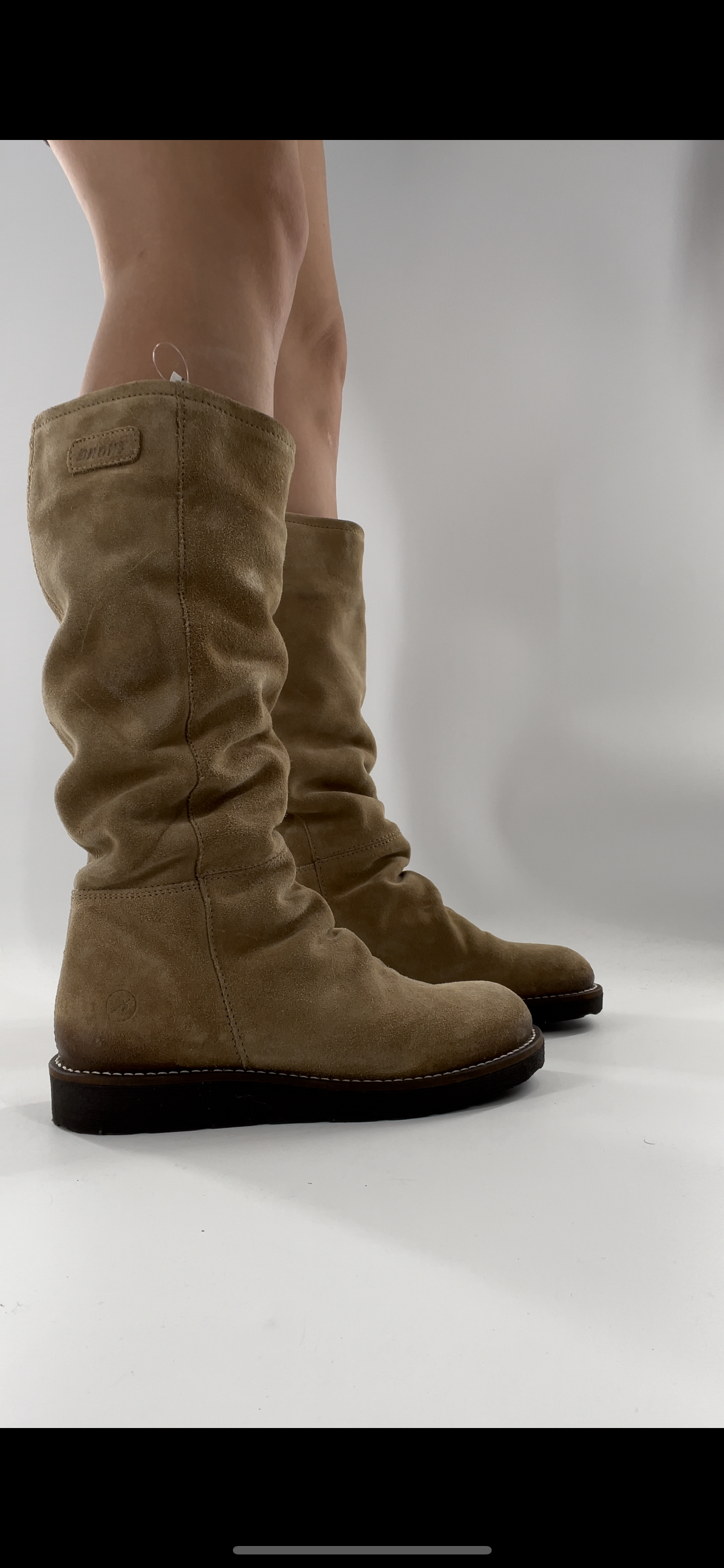 BRONX SO TODAY - Suede Shearling Inside Light Beige Knee High Boots - Size 39